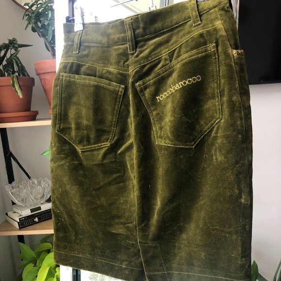 Green Velvet High-Waisted Skirt Italian - Picture 3 of 7